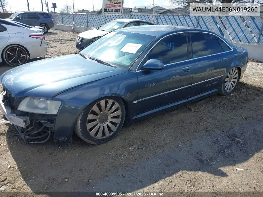 2006 Audi A8 L 4.2 VIN: WAUML44E06N019260 Lot: 40909905