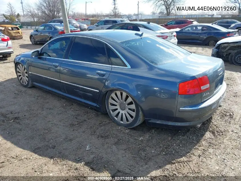 2006 Audi A8 L 4.2 VIN: WAUML44E06N019260 Lot: 40909905