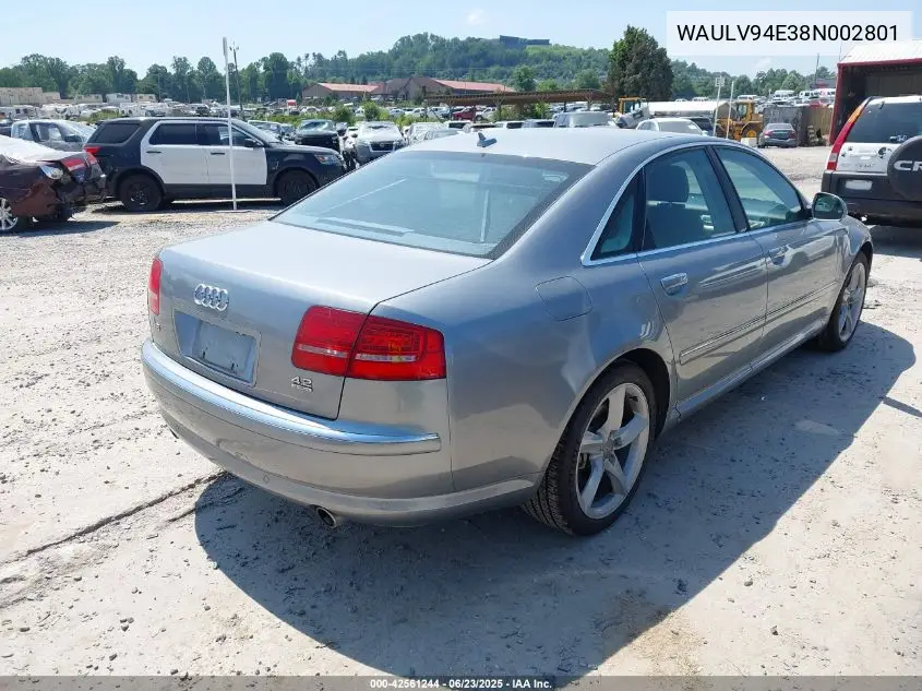 2008 Audi A8 4.2 VIN: WAULV94E38N002801 Lot: 42561244