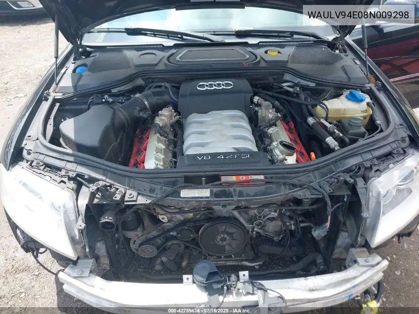 2008 Audi A8 4.2 VIN: WAULV94E08N009298 Lot: 42759434