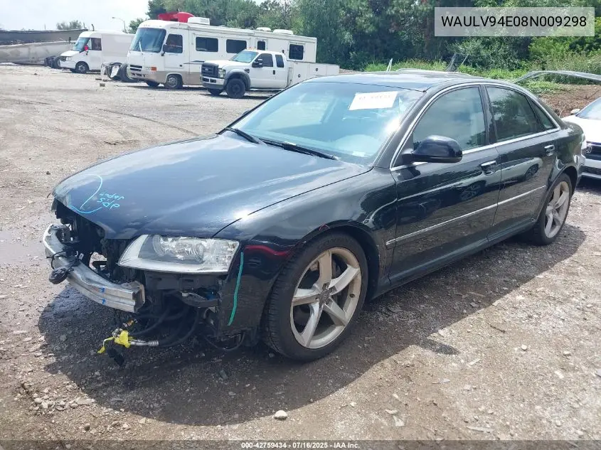 2008 Audi A8 4.2 VIN: WAULV94E08N009298 Lot: 42759434