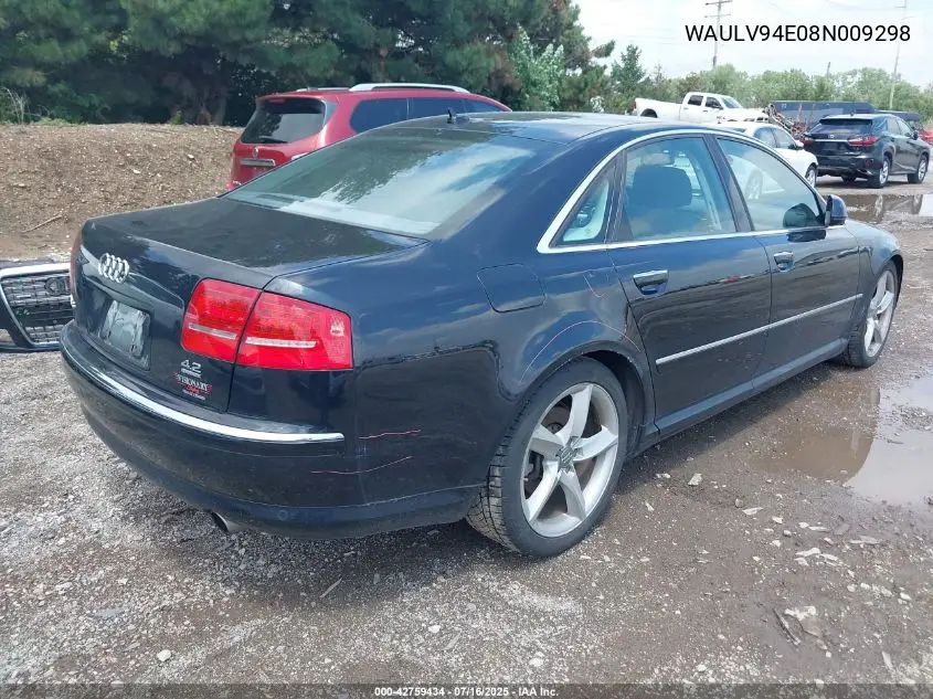 2008 Audi A8 4.2 VIN: WAULV94E08N009298 Lot: 42759434