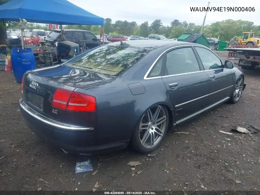 2009 Audi A8 L 4.2 VIN: WAUMV94E19N000406 Lot: 42264086