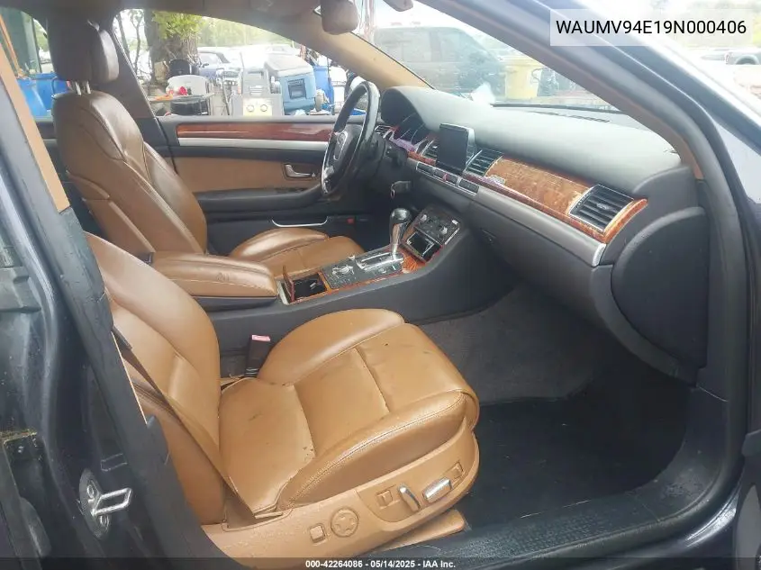 2009 Audi A8 L 4.2 VIN: WAUMV94E19N000406 Lot: 42264086