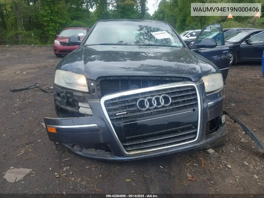 2009 Audi A8 L 4.2 VIN: WAUMV94E19N000406 Lot: 42264086