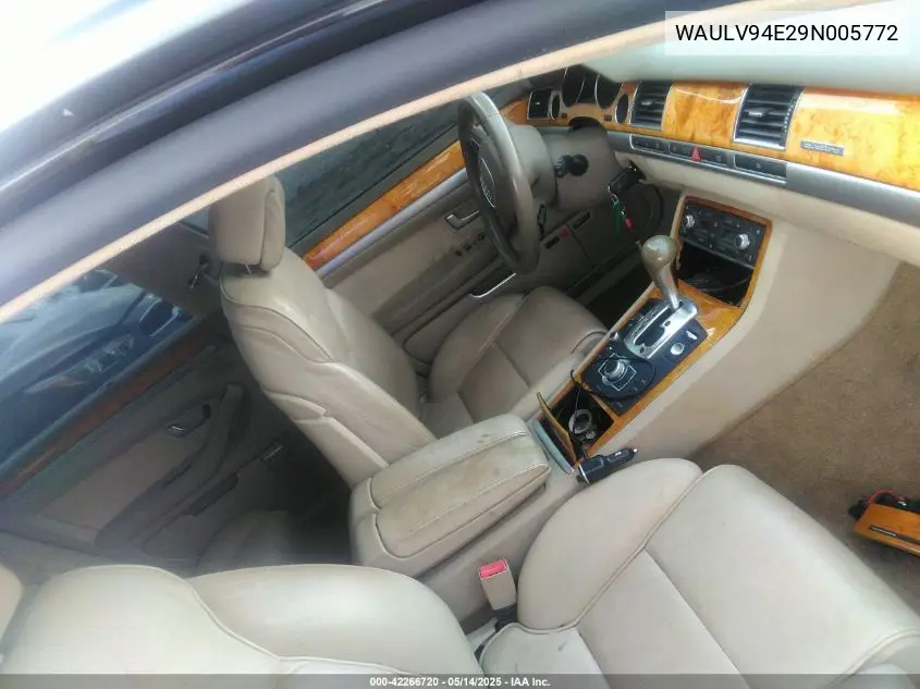 2009 Audi A8 4.2 VIN: WAULV94E29N005772 Lot: 42266720