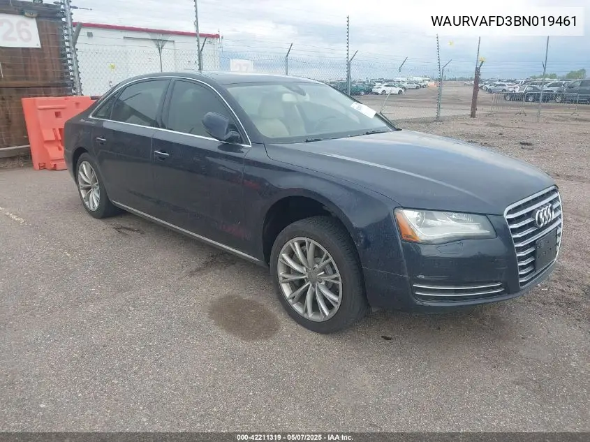 2011 Audi A8 L Quattro VIN: WAURVAFD3BN019461 Lot: 42211319