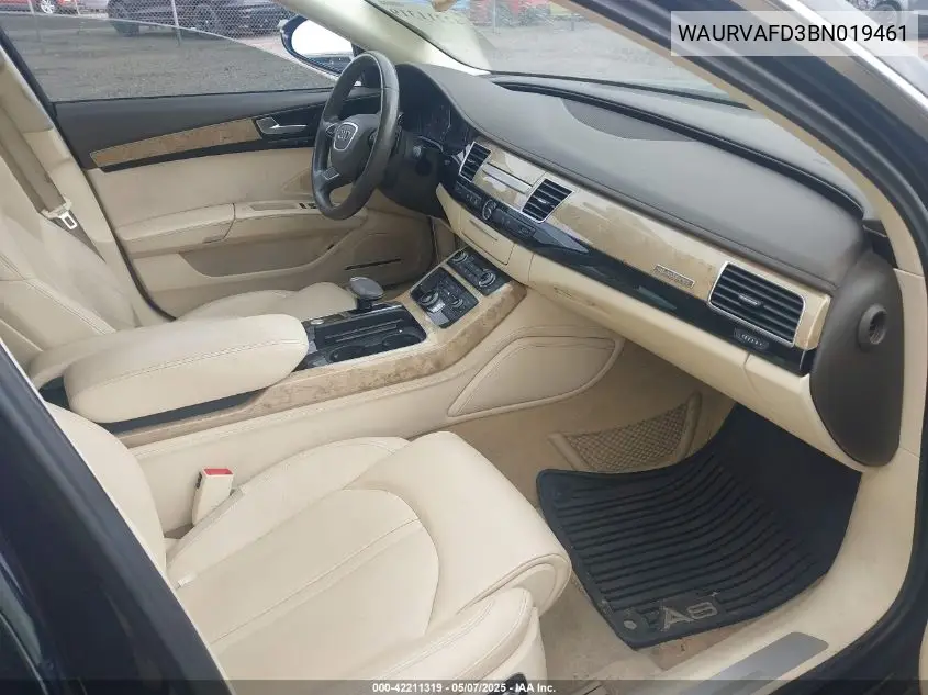 2011 Audi A8 L Quattro VIN: WAURVAFD3BN019461 Lot: 42211319