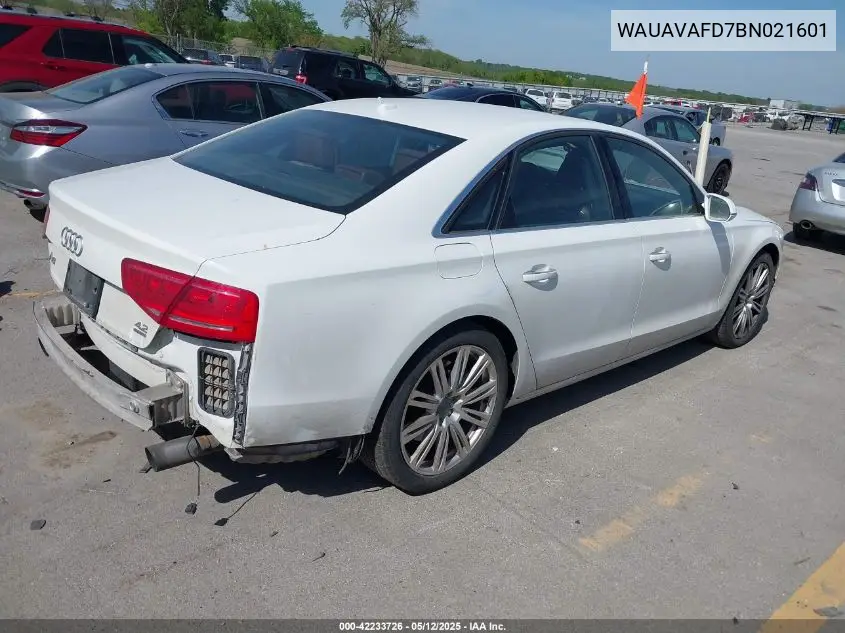 2011 Audi A8 4.2 VIN: WAUAVAFD7BN021601 Lot: 42233726
