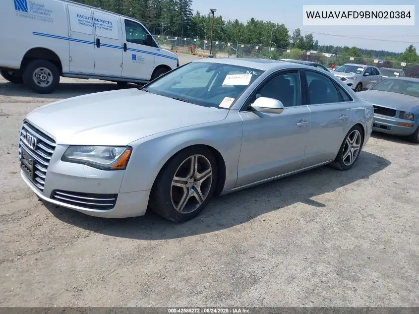 2011 Audi A8 4.2 VIN: WAUAVAFD9BN020384 Lot: 42585272