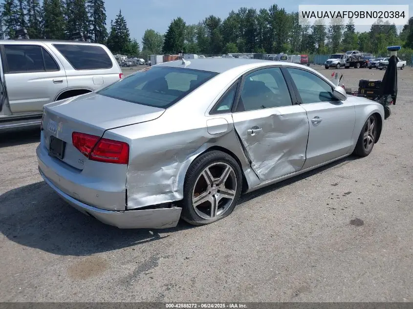2011 Audi A8 4.2 VIN: WAUAVAFD9BN020384 Lot: 42585272