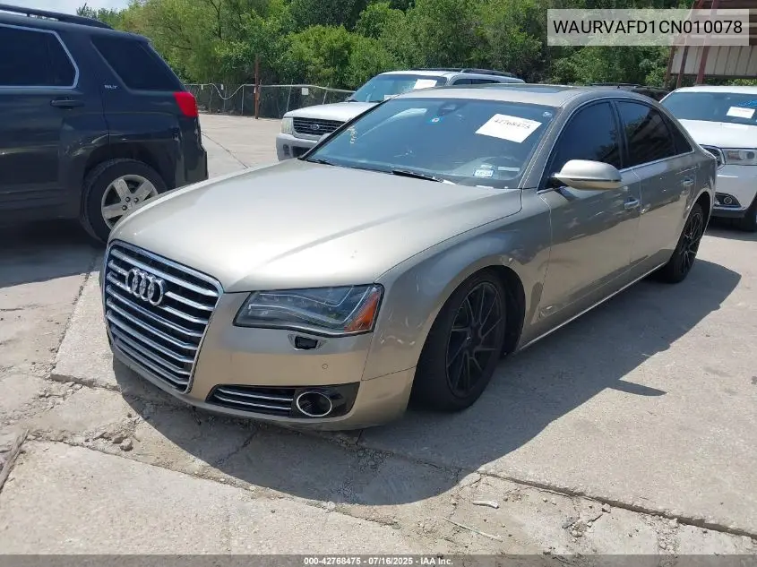 2012 Audi A8 L 4.2 VIN: WAURVAFD1CN010078 Lot: 42768475