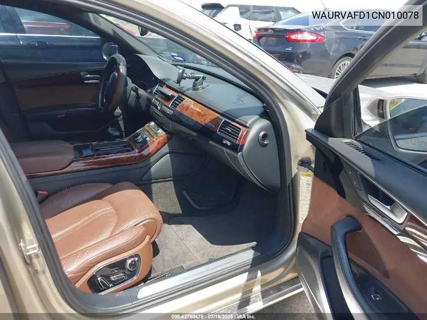2012 Audi A8 L 4.2 VIN: WAURVAFD1CN010078 Lot: 42768475