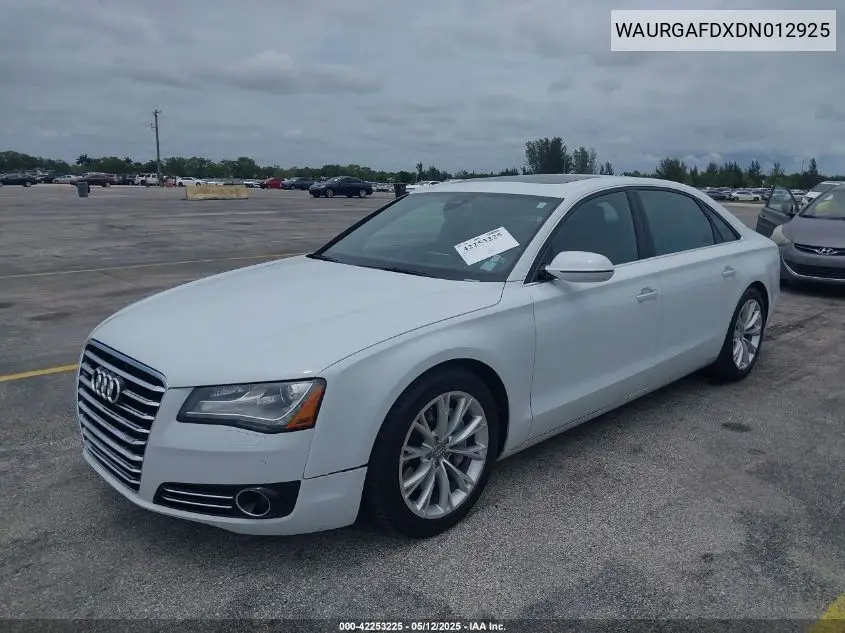 2013 Audi A8 L 3.0T VIN: WAURGAFDXDN012925 Lot: 42253225