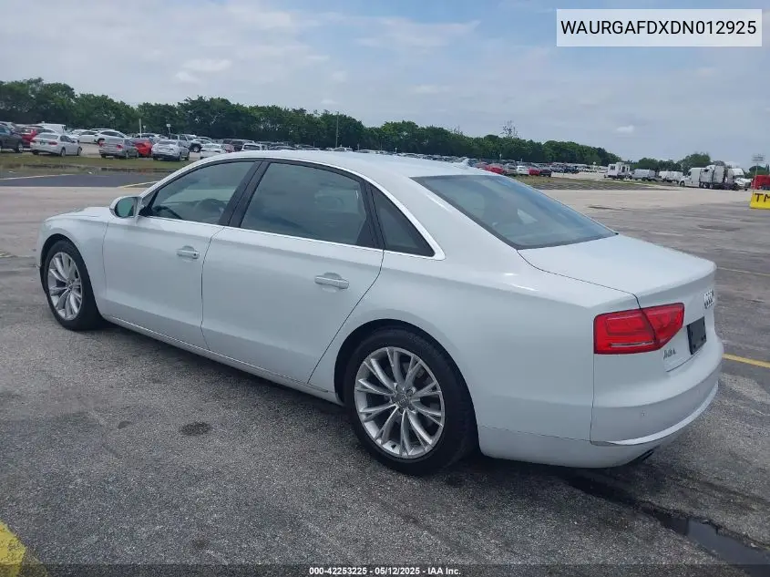 2013 Audi A8 L 3.0T VIN: WAURGAFDXDN012925 Lot: 42253225