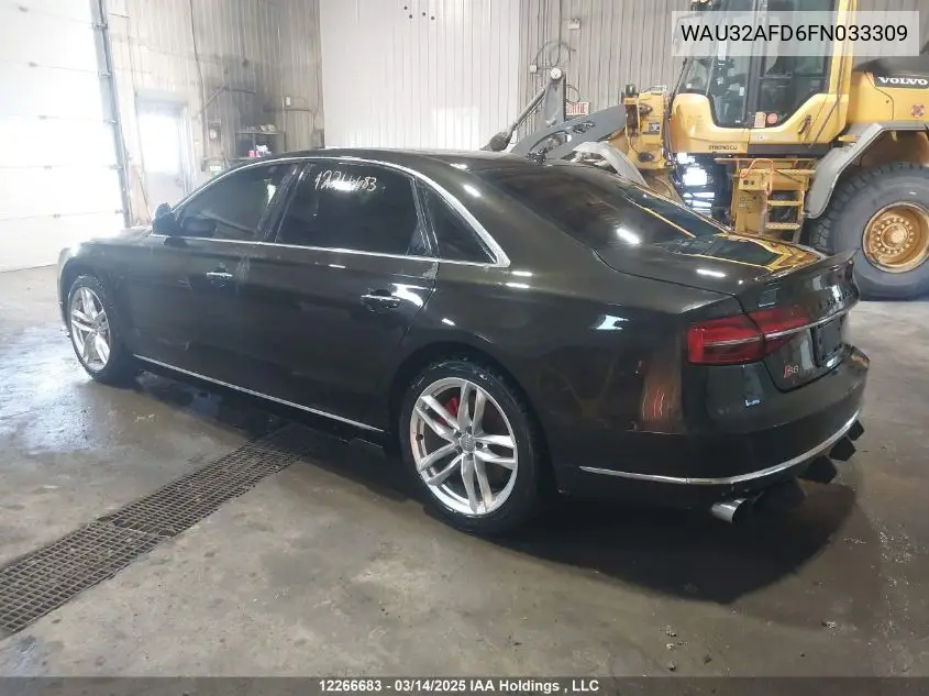 2015 Audi A8 L Quattro VIN: WAU32AFD6FN033309 Lot: 12266683