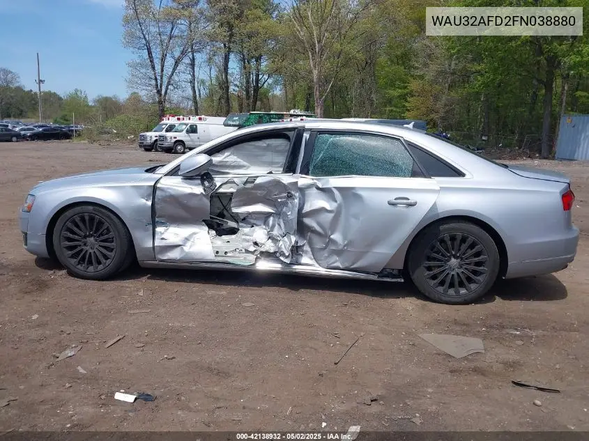 2015 Audi A8 L 4.0T VIN: WAU32AFD2FN038880 Lot: 42138932