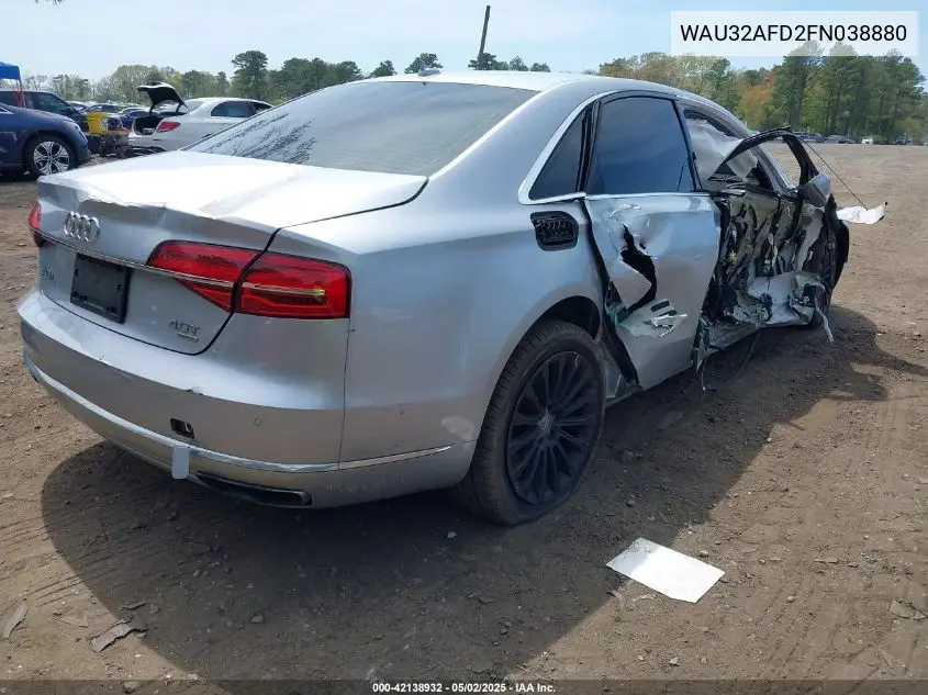 2015 Audi A8 L 4.0T VIN: WAU32AFD2FN038880 Lot: 42138932