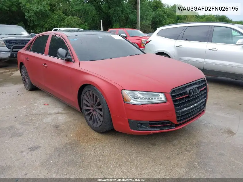 2015 Audi A8 L 3.0T VIN: WAU3GAFD2FN026195 Lot: 42203252