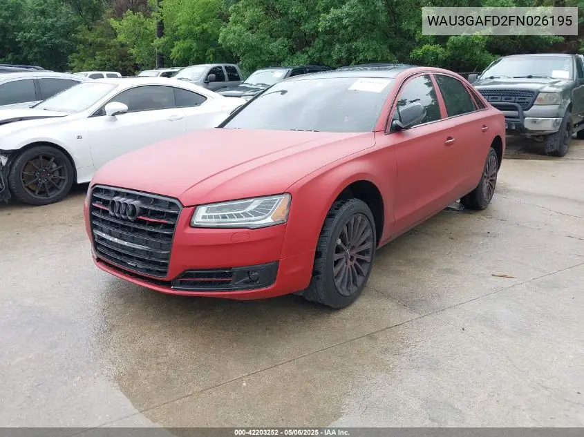 2015 Audi A8 L 3.0T VIN: WAU3GAFD2FN026195 Lot: 42203252