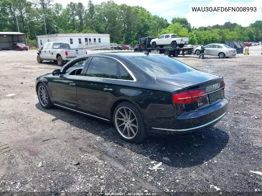 2015 Audi A8 L 3.0T VIN: WAU3GAFD6FN008993 Lot: 42239421