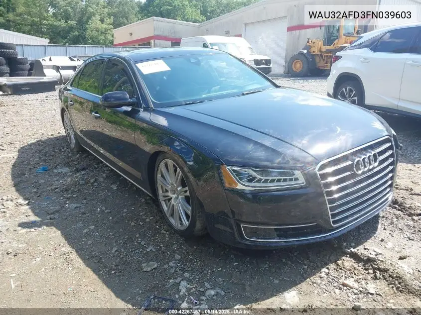 2015 Audi A8 L 4.0T VIN: WAU32AFD3FN039603 Lot: 42267467