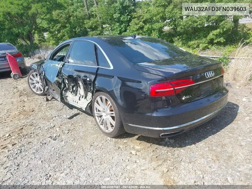 2015 Audi A8 L 4.0T VIN: WAU32AFD3FN039603 Lot: 42267467
