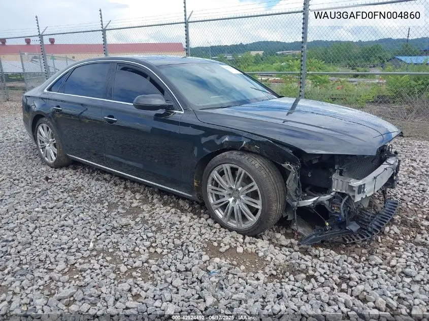 2015 Audi A8 L 3.0T VIN: WAU3GAFD0FN004860 Lot: 42524492