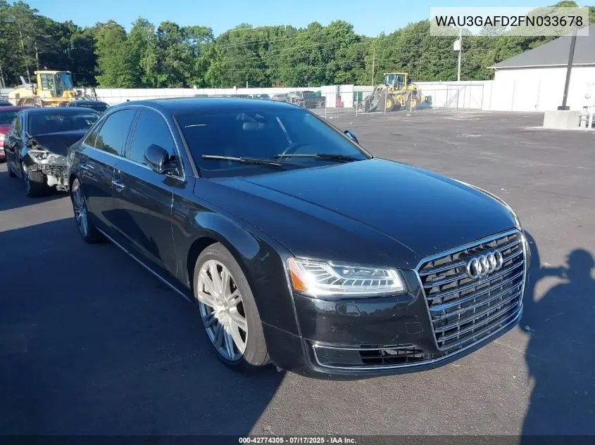 2015 Audi A8 L 3.0T VIN: WAU3GAFD2FN033678 Lot: 42774305