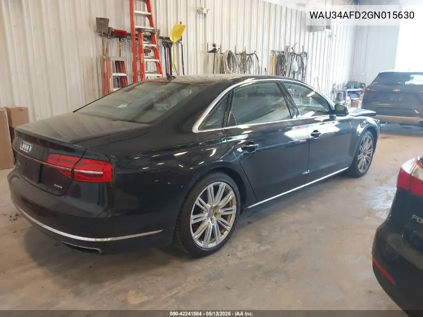 2016 Audi A8 L 3.0T VIN: WAU34AFD2GN015630 Lot: 42241584