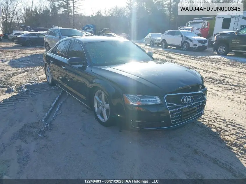 2018 Audi A8 Quattro VIN: WAUJ4AFD7JN000345 Lot: 12249403