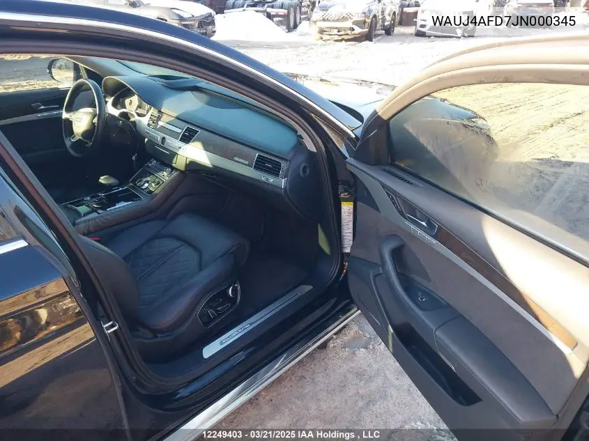 2018 Audi A8 Quattro VIN: WAUJ4AFD7JN000345 Lot: 12249403