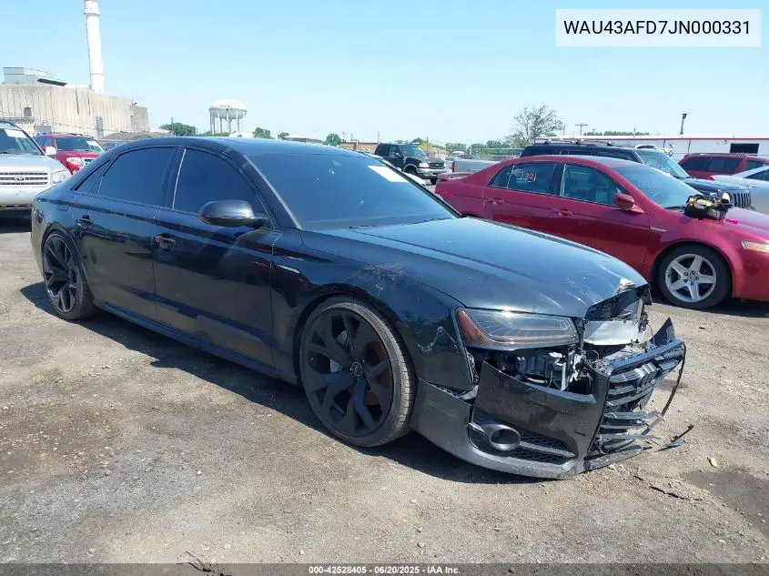 2018 Audi A8 L 4.0T Sport VIN: WAU43AFD7JN000331 Lot: 42528405