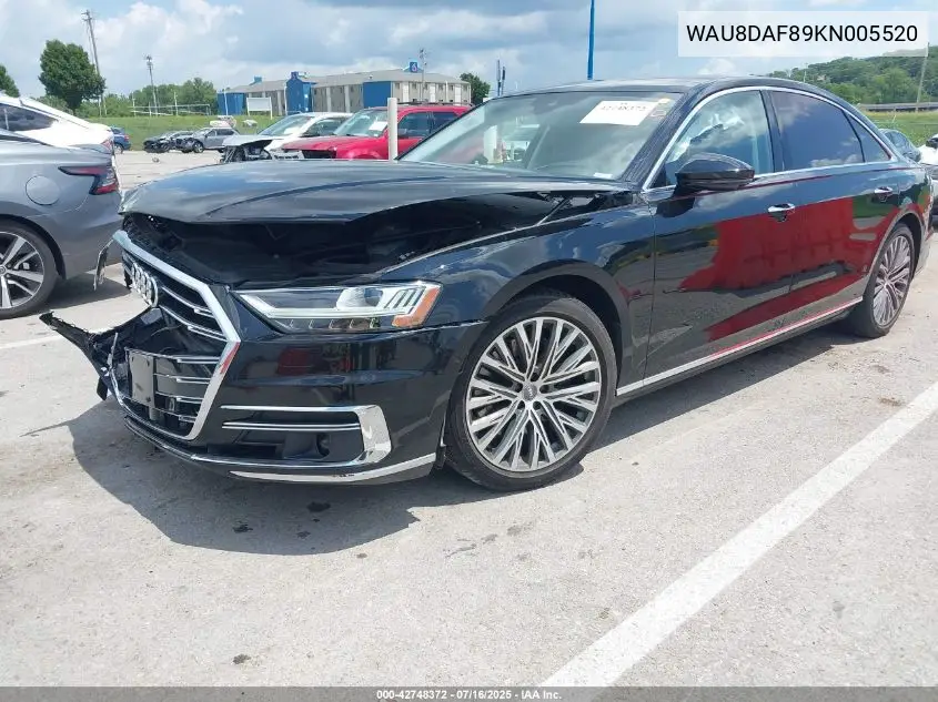 2019 Audi A8 L 55 VIN: WAU8DAF89KN005520 Lot: 42748372