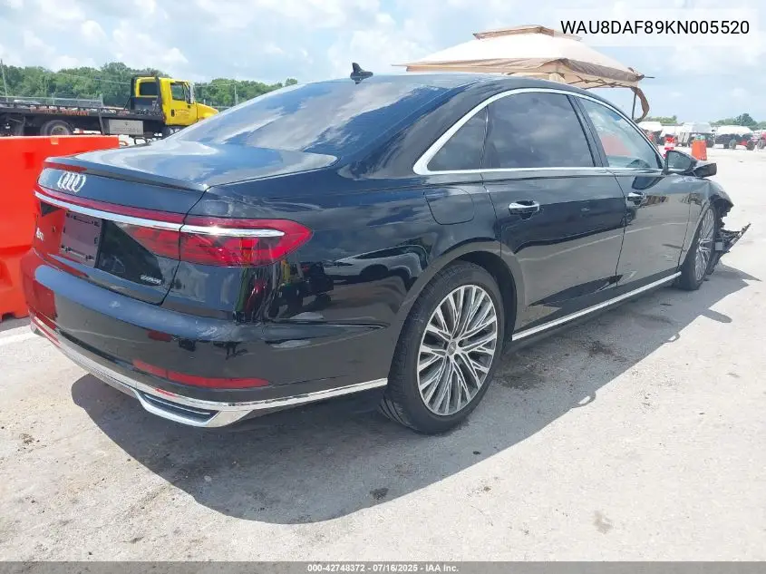 2019 Audi A8 L 55 VIN: WAU8DAF89KN005520 Lot: 42748372