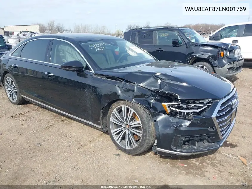 2020 Audi A8 L 60 Tfsi Quattro Tiptronic VIN: WAU8EAF87LN001769 Lot: 41922437
