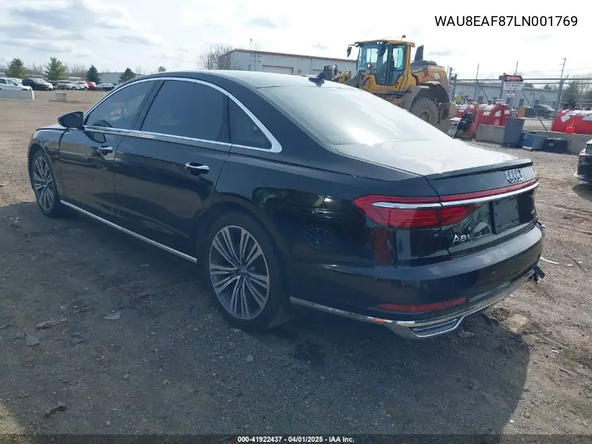 2020 Audi A8 L 60 Tfsi Quattro Tiptronic VIN: WAU8EAF87LN001769 Lot: 41922437