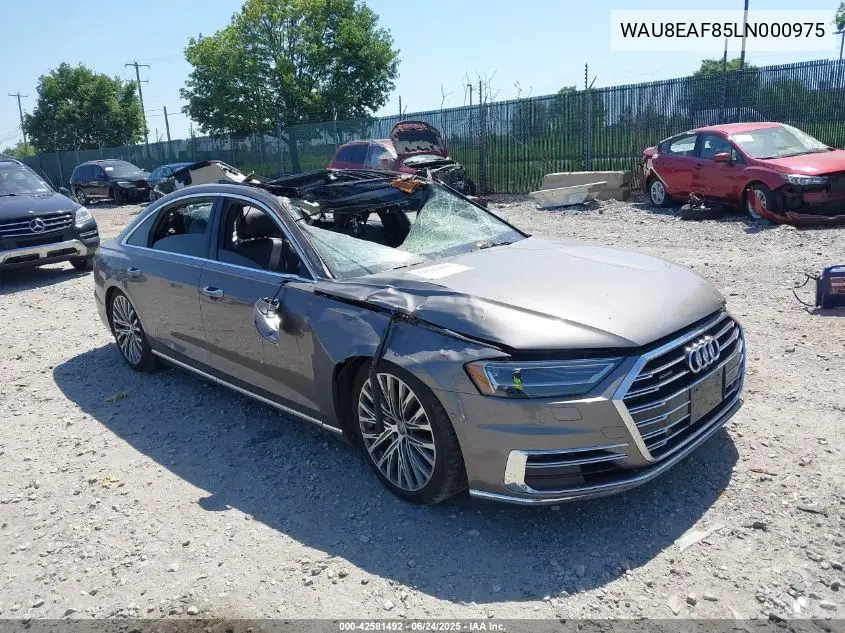 2020 Audi A8 L 60 Tfsi Quattro Tiptronic VIN: WAU8EAF85LN000975 Lot: 42581492