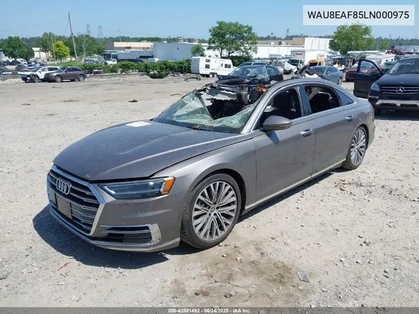 2020 Audi A8 L 60 Tfsi Quattro Tiptronic VIN: WAU8EAF85LN000975 Lot: 42581492