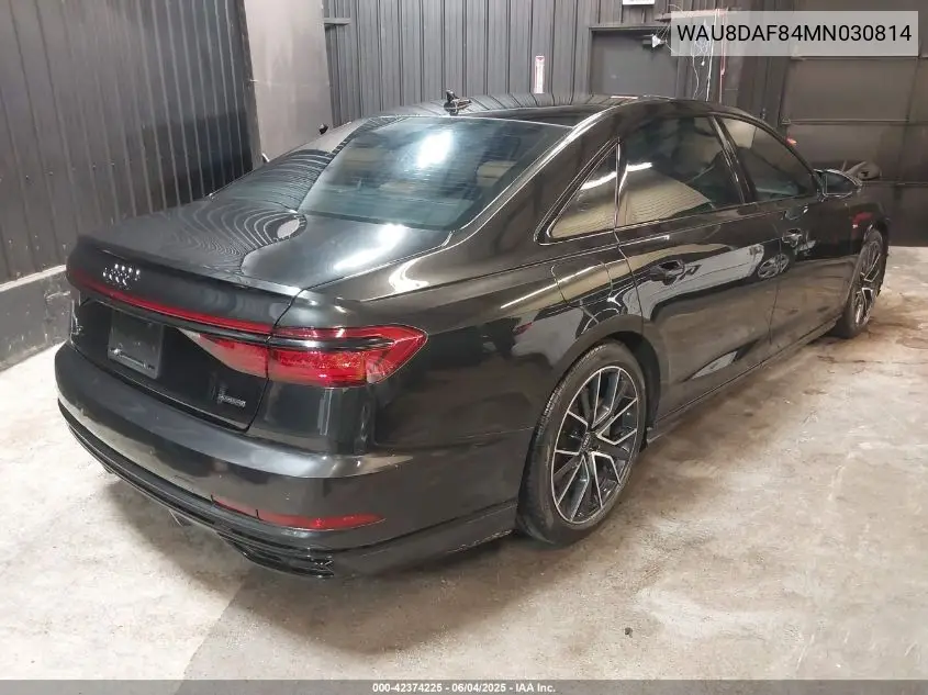 2021 Audi A8 L 55 Tfsi Quattro Tiptronic VIN: WAU8DAF84MN030814 Lot: 42374225