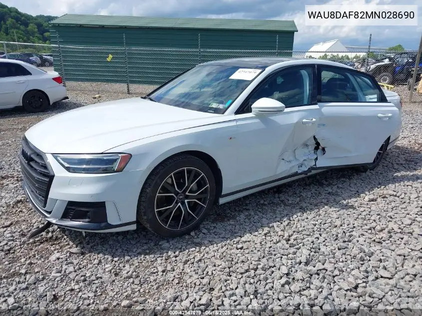 2021 Audi A8 L 55 Tfsi Quattro Tiptronic VIN: WAU8DAF82MN028690 Lot: 42547079