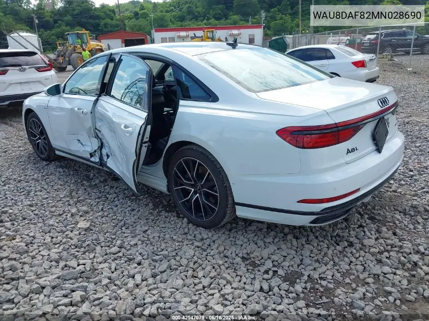 2021 Audi A8 L 55 Tfsi Quattro Tiptronic VIN: WAU8DAF82MN028690 Lot: 42547079