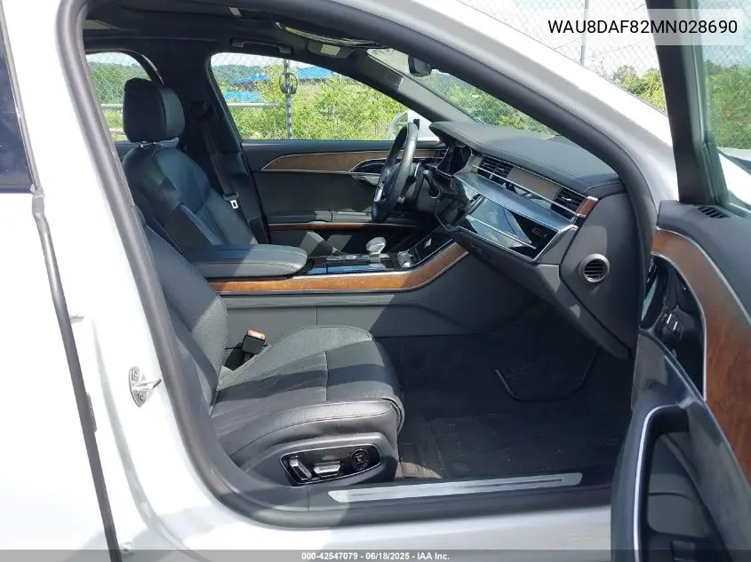 2021 Audi A8 L 55 Tfsi Quattro Tiptronic VIN: WAU8DAF82MN028690 Lot: 42547079