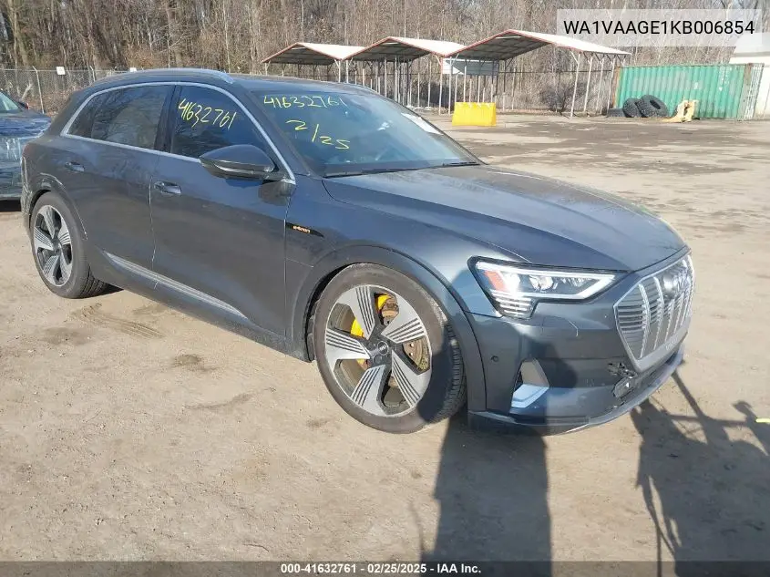 2019 Audi E-Tron Premium Plus VIN: WA1VAAGE1KB006854 Lot: 41632761