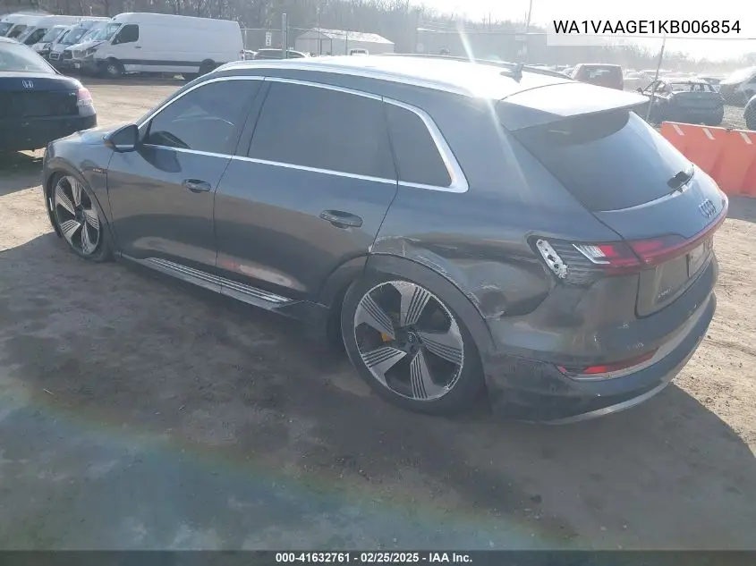 2019 Audi E-Tron Premium Plus VIN: WA1VAAGE1KB006854 Lot: 41632761