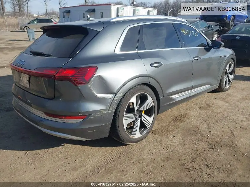 2019 Audi E-Tron Premium Plus VIN: WA1VAAGE1KB006854 Lot: 41632761