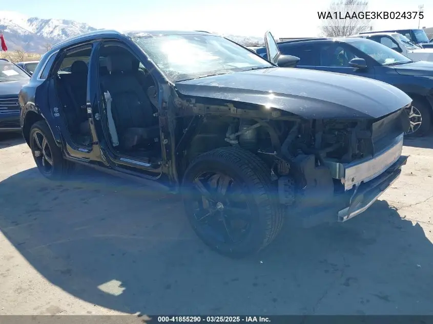 2019 Audi E-Tron Premium Plus VIN: WA1LAAGE3KB024375 Lot: 41855290