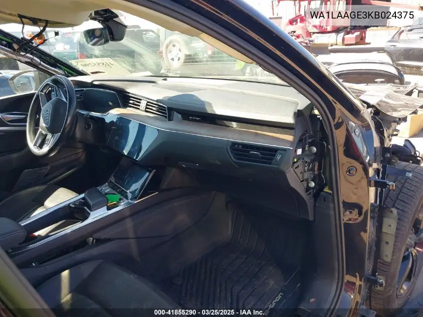 2019 Audi E-Tron Premium Plus VIN: WA1LAAGE3KB024375 Lot: 41855290