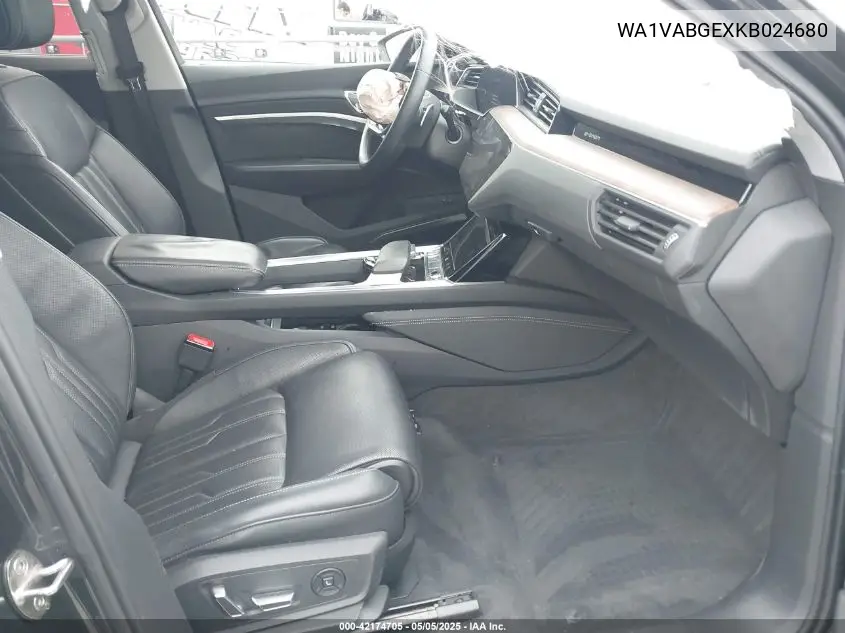 2019 Audi E-Tron Premium Plus VIN: WA1VABGEXKB024680 Lot: 42174705