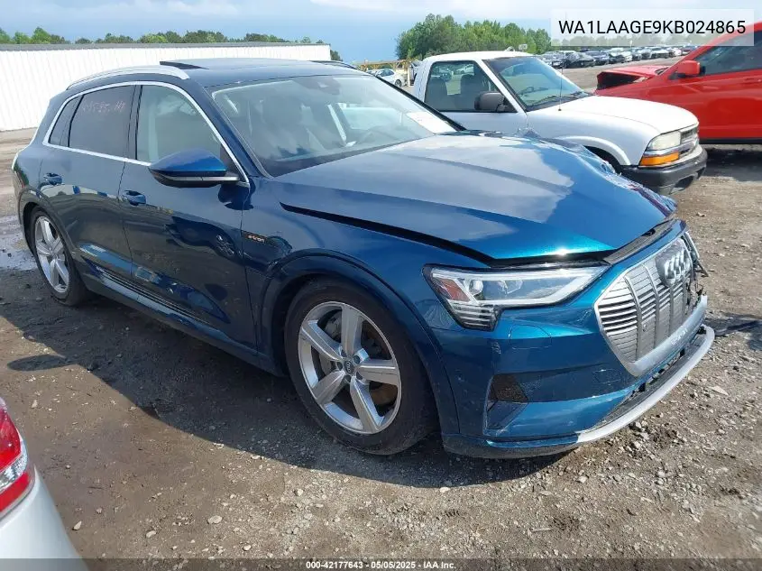 2019 Audi E-Tron Premium Plus VIN: WA1LAAGE9KB024865 Lot: 42177643